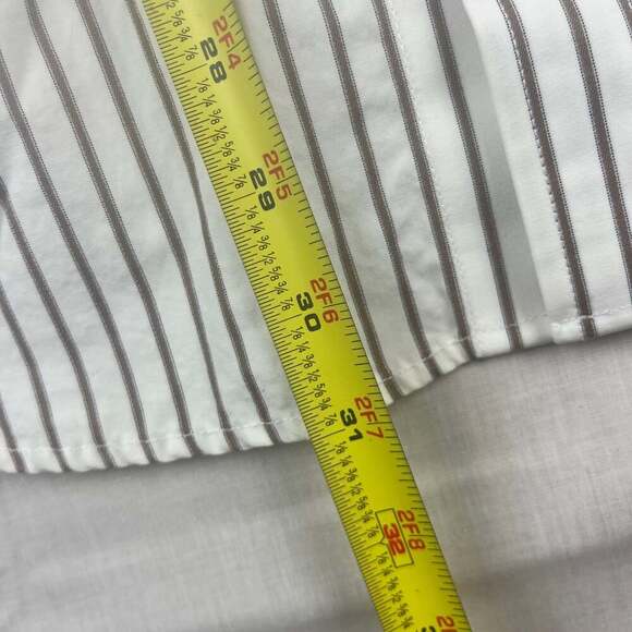 Abercrombie & Fitch Muscle Mens Large White Striped Button Up Long Sleeve - Picture 3 of 11